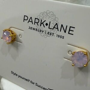 Park Lane Pink Opalescent Stud Earrings Gold Tone Round Minimalist